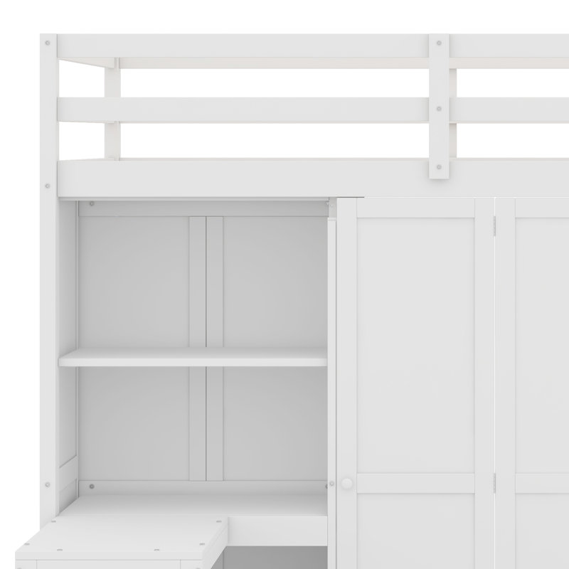 Lit mezzanine avec garde-robe, Blanc