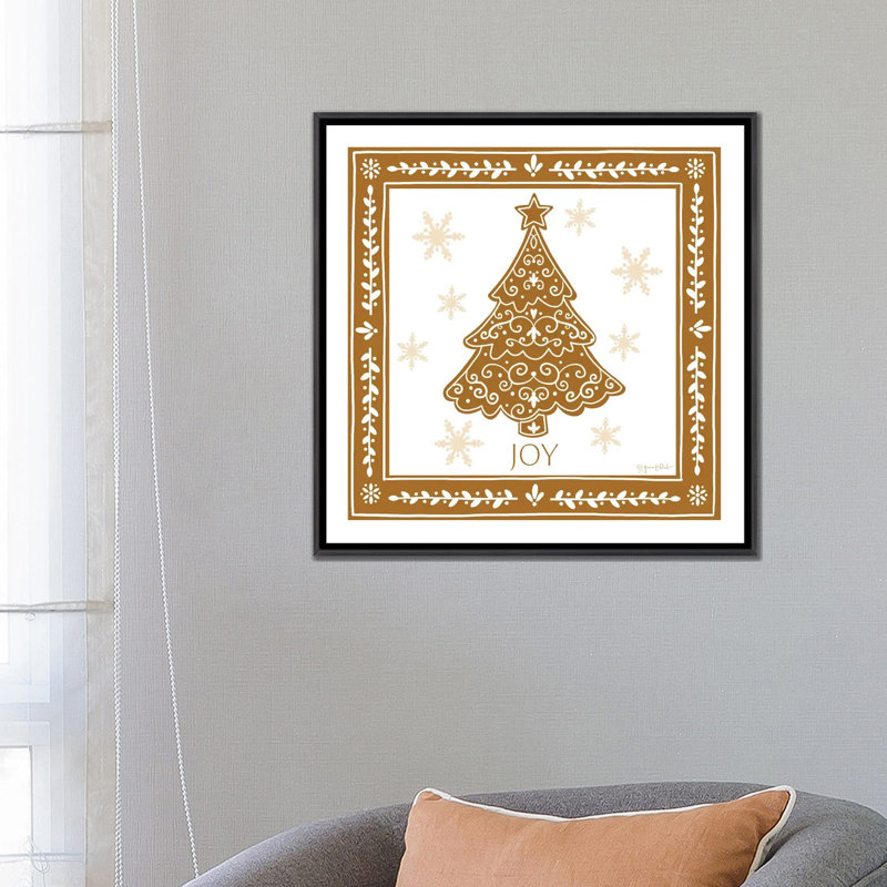 Arbre de Noël en pain d'épice - reproduction d'art murale - toile encadrée, 26" H x 26" W, Noir patiné