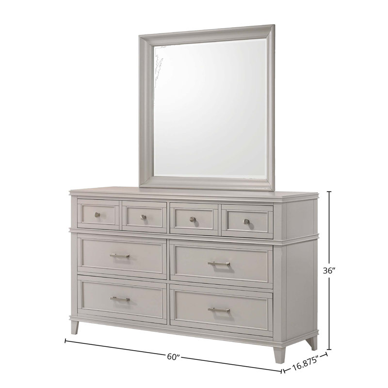 Commode horizontale en bois manufacturé avec 6 tiroirs, Gris