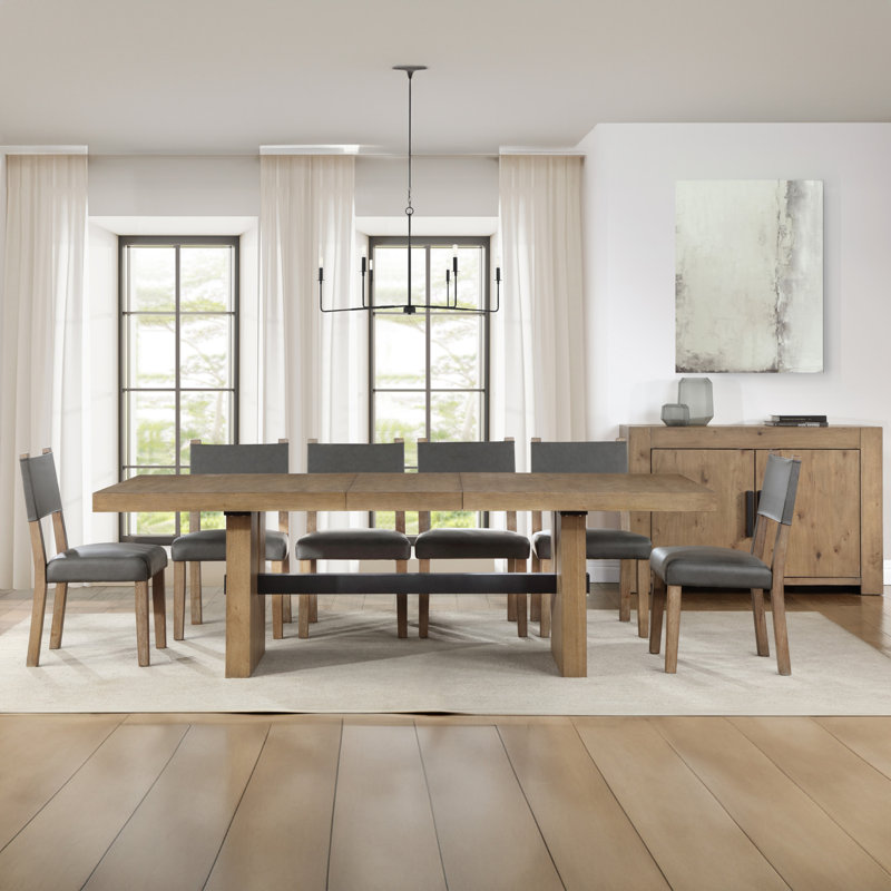 Ensemble de salle à manger Rickye, 7 pièces : table, 6 chaises, Brun / Gris