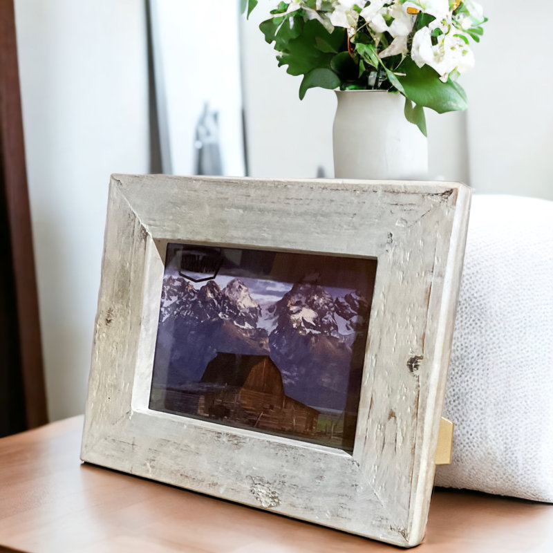 Cadre photo en bois récupéré, 7 po x 5 po, Blanc délavé