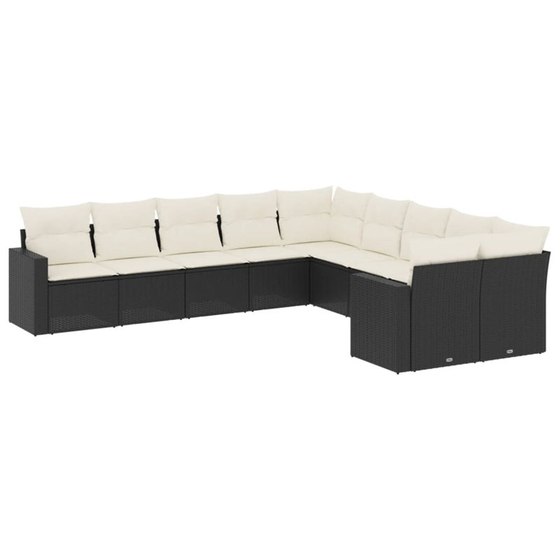 Ensemble de canapé de jardin Vidaxl noir, blanc crème