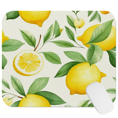 Food and Kitchen Lemon Pattern IX Cottage Gaming Cute Office Laptop Desk Pad Gift Mat Square Rectangle Non-Slip Mousepad