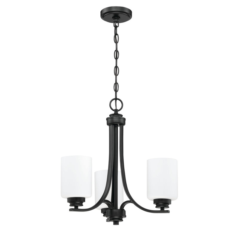 Stadium 3 - Light Dimmable Empire Chandelier, White Frosted, Flat Black