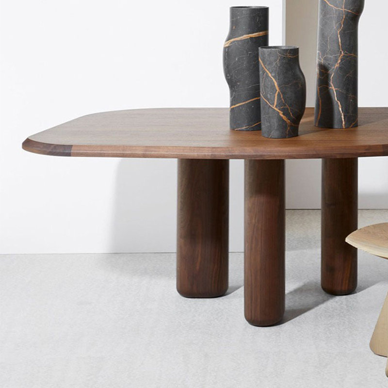 Oak Solid Wood Dining Table, 37.4" W x 72.83" L, Walnut