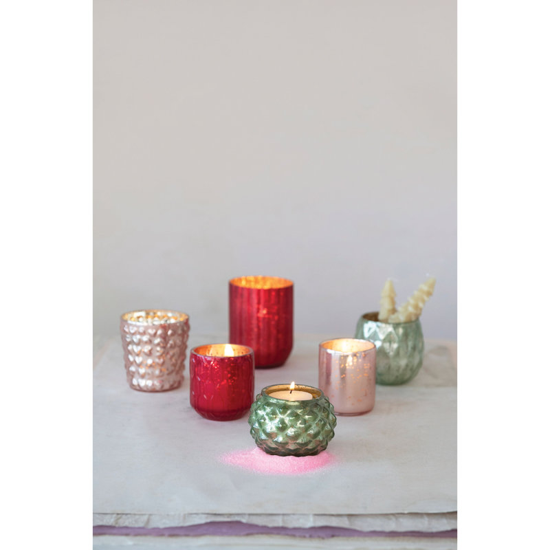 Porte-bougies en verre mercurisé