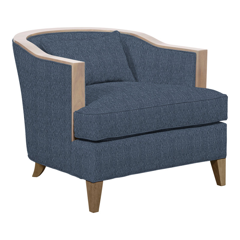 Thom Filicia Home Upholstered Barrel Chair, Hampton, Navada Blue Crypton® Performance Fabric