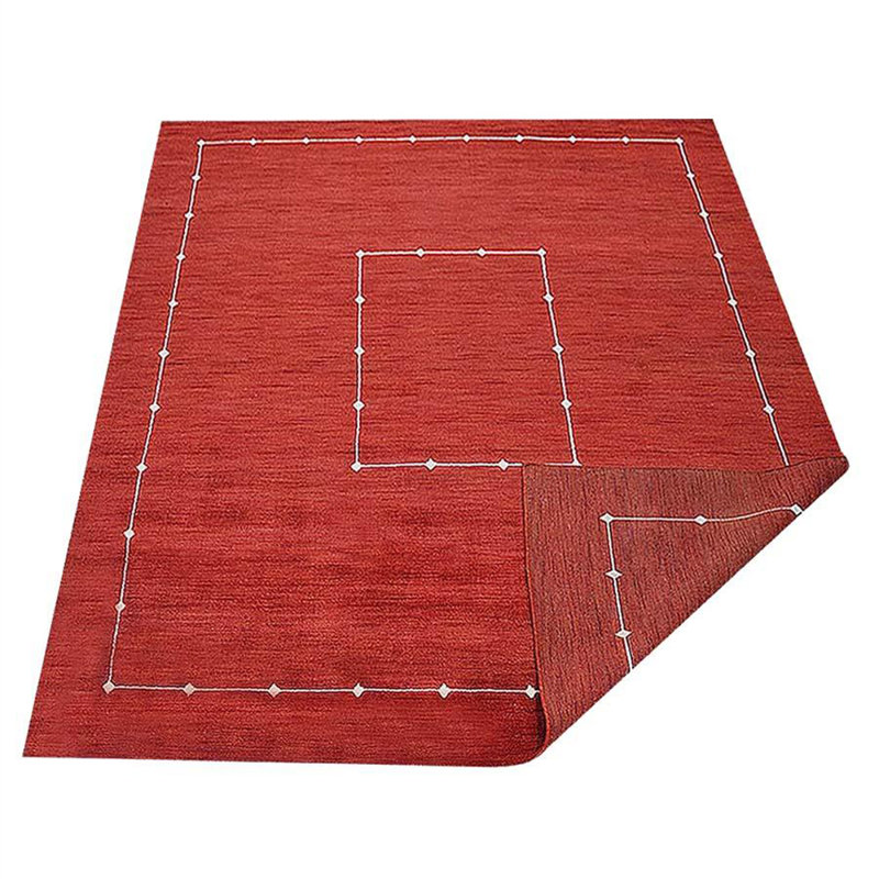 Tapis écologiques en laine nouée à la main Manns - couleur rouge | Motif géométrique, Rectangle 6 pi 7 po x 9 pi 10 po