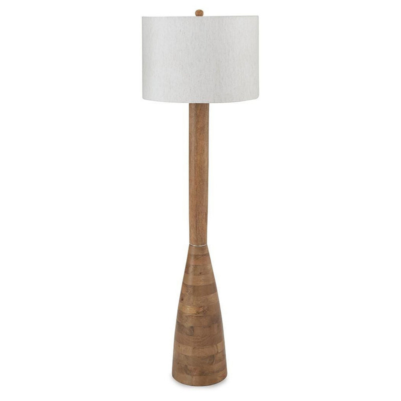 Lampe sur pied avec abat-jour tambour en tissu Aysa