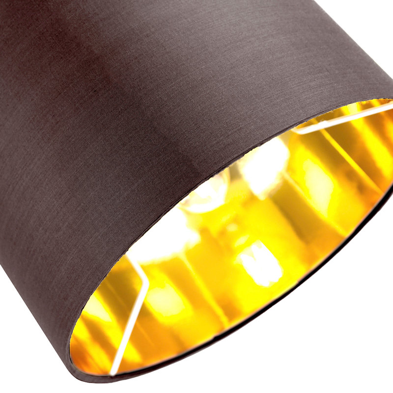 Contemporary Cotton Lamp/Light Shade with Shiny Paper Inner, Chocolate Brown, 20cm H x 30cm W x  30cm D