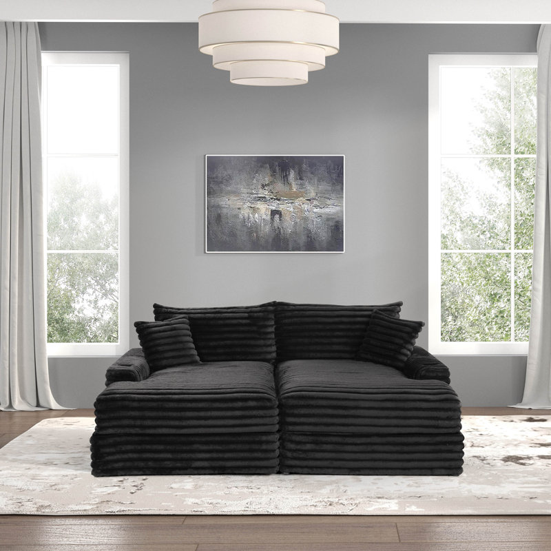 Hedden Double Chaise Sofa, Black