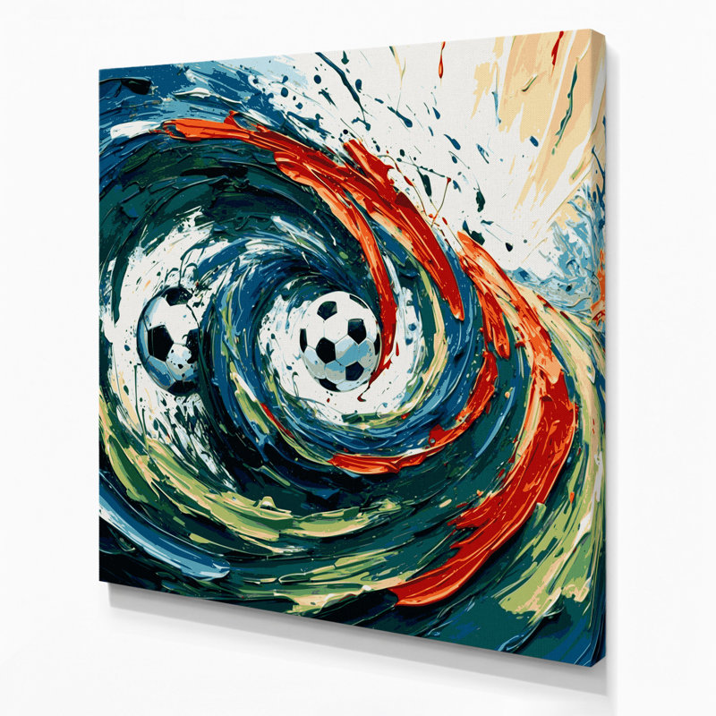 Sports Soccer Blue Canvas Wall Art, 8" H x 8" W