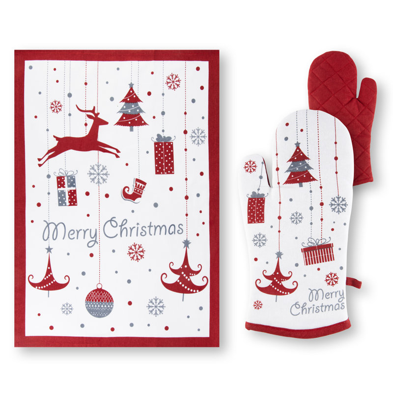 Merry Christmas Cotton Kitchen Towel Linen Set