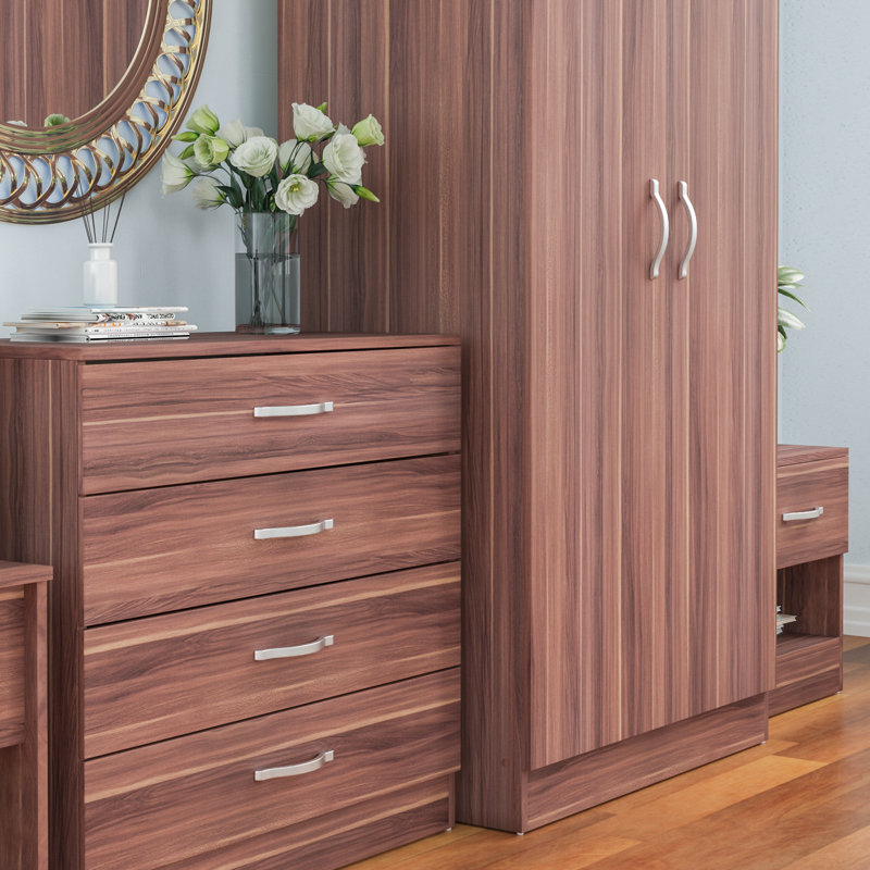 Maybery 4 Piece Bedroom Set, Walnut