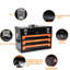 Boîte à outils portable avec 3 tiroirs, verrouillable - pour le garage, la maison, l'établi, les tiroirs à roulement en acier noir et orange de 20 po-268246971