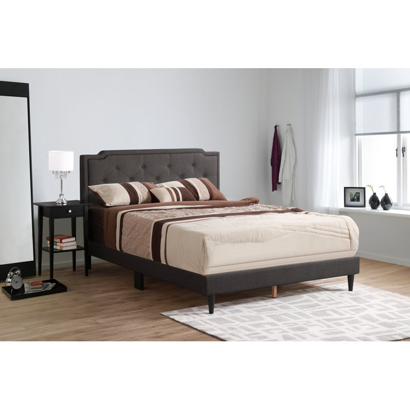 Upholstered Panel Bed, Queen, Ash Black