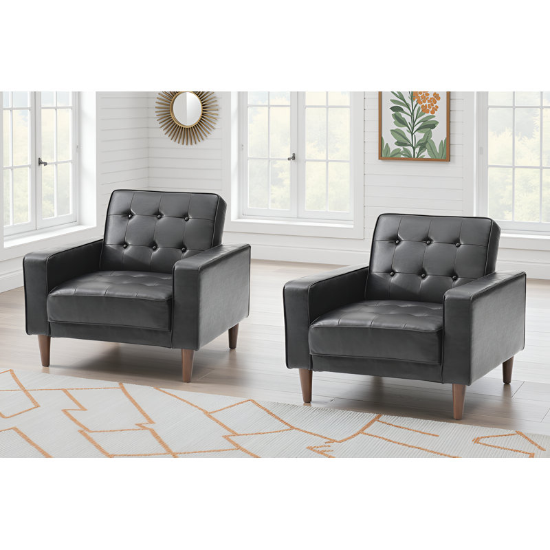 Ensemble de 2 chaises Botkyrka, Cuir véritable noir