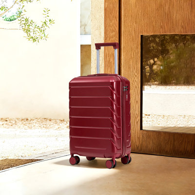 20 Inch ABS Hard Shell Travel Checked Luggage - Scratch Resistant Surface Four Multi-Directional Wheels,  With Combination Lock.(WINE RED)