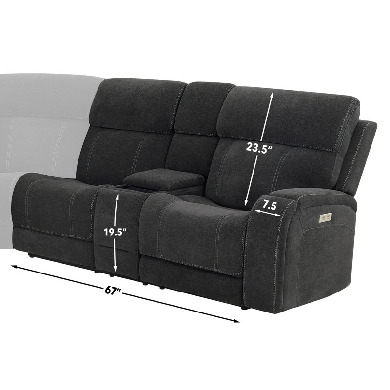 Gray Fabric Three-Piece Sectional with Cup Holders