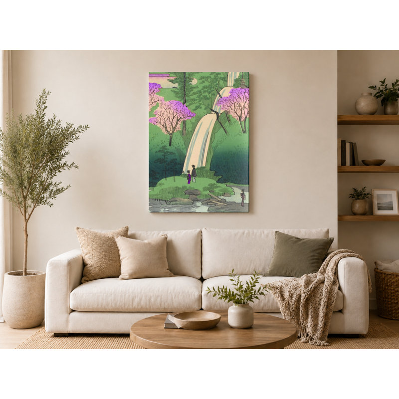 «Cherry Blossoms and Waterfall», art mural sur toile, 11" W x 14" H