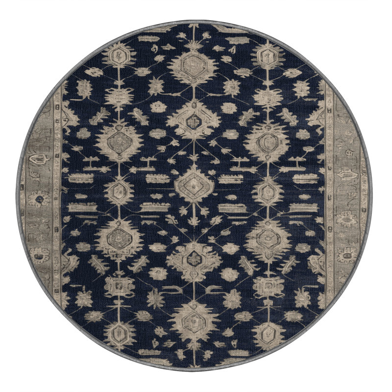 Tapis gris lavable à la machine, Rond 3 pi