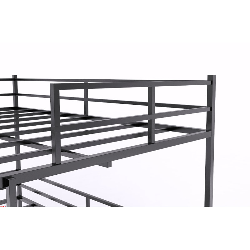 Lit mezzanine double en métal avec toboggan et échelle, maisonnette