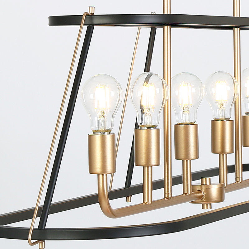 Lustre rectangulaire 6 lumières pour îlot de cuisine