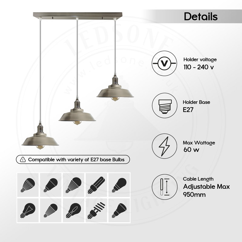 Galarza 3 - Light Grey Kitchen Island Pendant