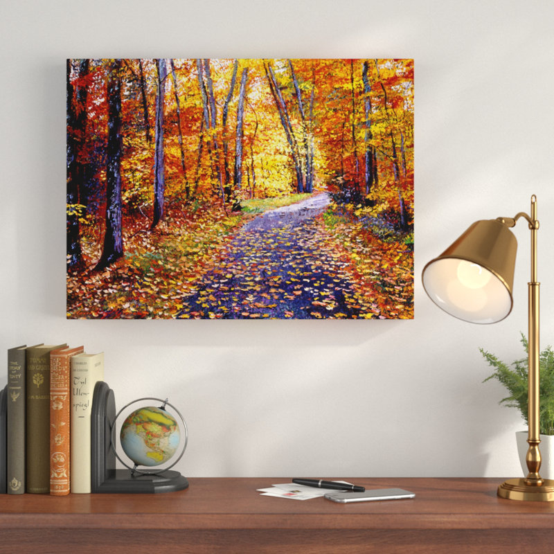 «Leaf Covered Road», reproduction d'art sur toile tendue, H 18 po x l 24 po x P 2 po