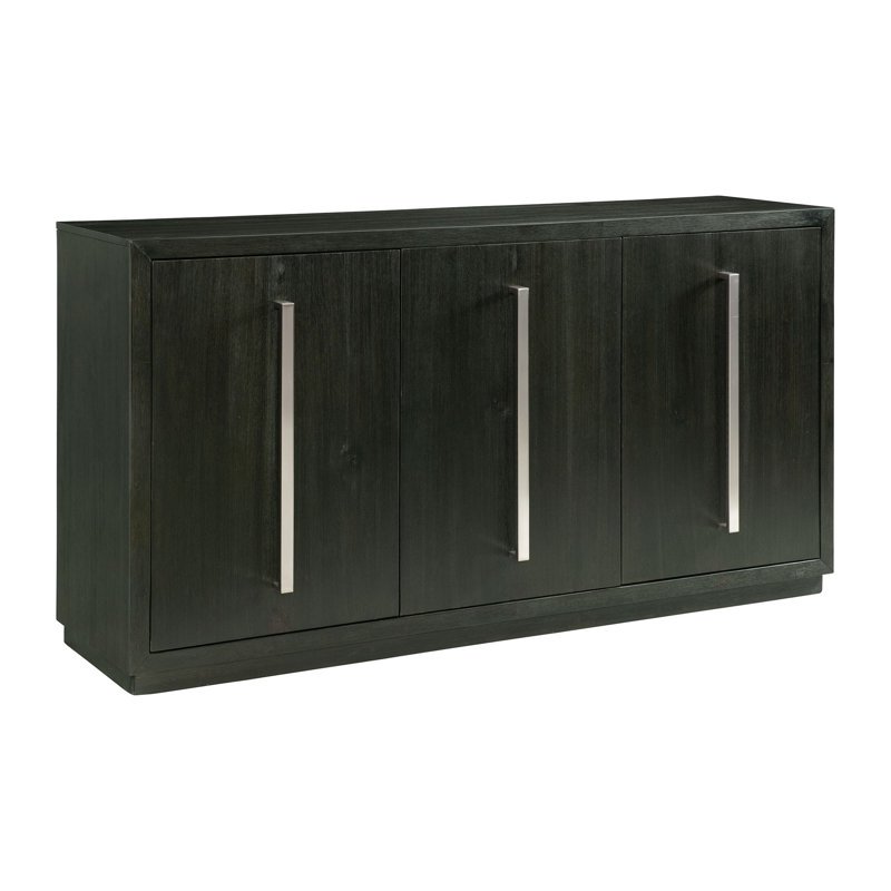 66'' Dark Gray Wood Grain Sideboard with Chrome Pulls