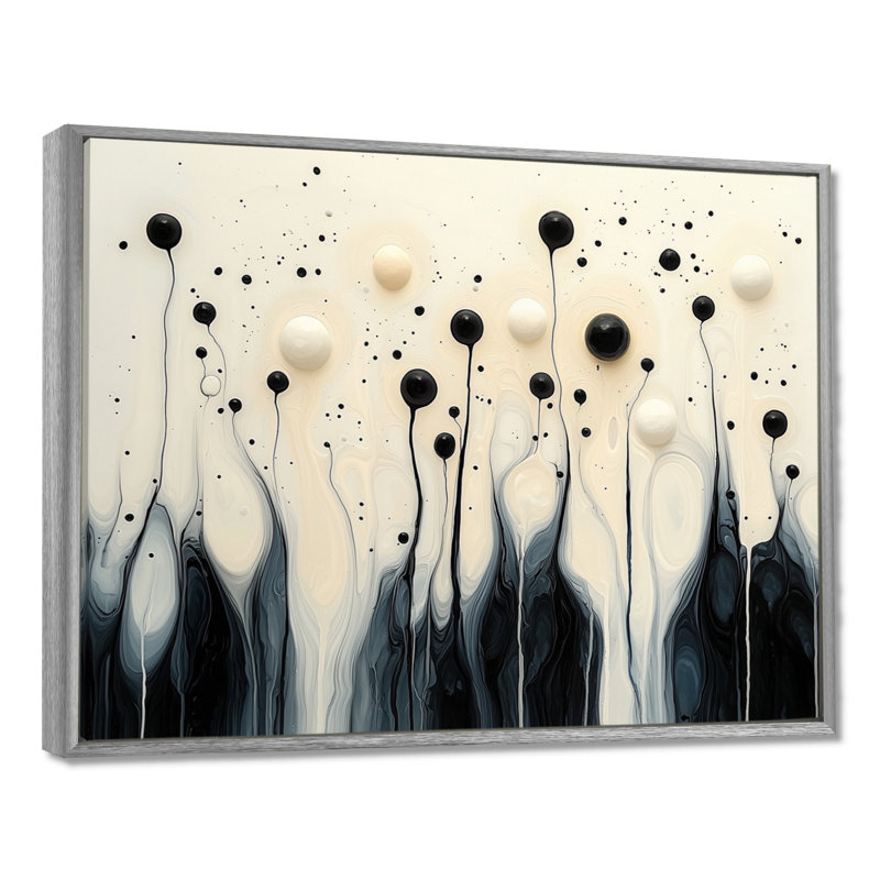 Cricklade noir blanc vague rythmique rivière IV, Argent argent, H 34 po x l 44 po, Impression encadrée flottante