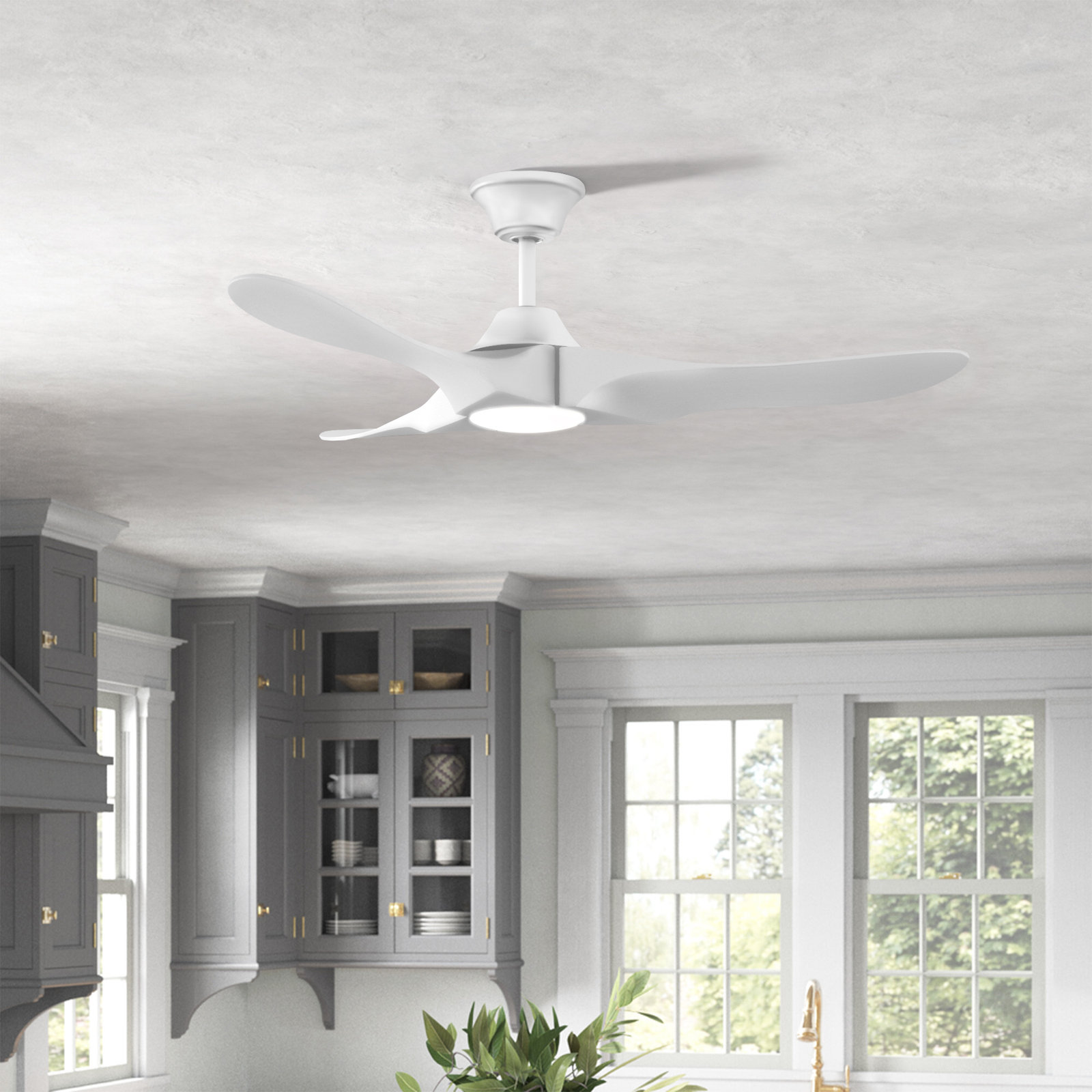 Ceiling Fan with LED Light Kit, Matte White, 52 inches