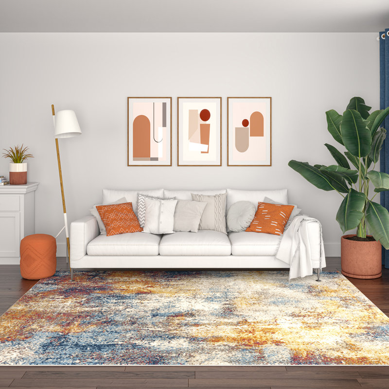 Clive Contemporary Abstract Area Rug, Multi, Rectangle 8'10" x 12'2"