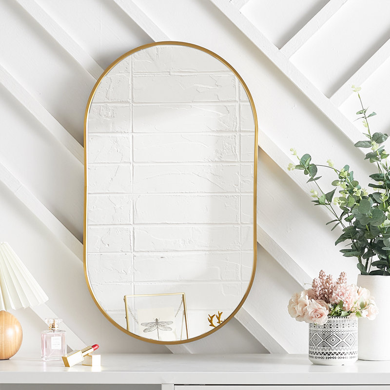 Loy Oval Wall Vanity Mirror, Gold