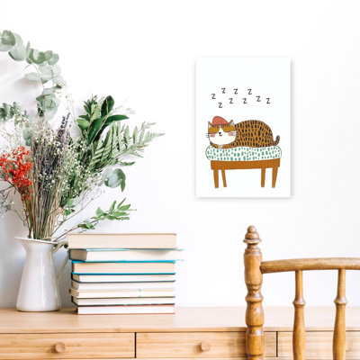 Cozy Sleeping Cat Peaceful Contemporary, reproduction d'art murale
