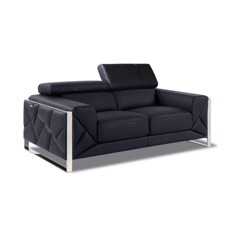Causeuse en cuir italien Global United, Noir