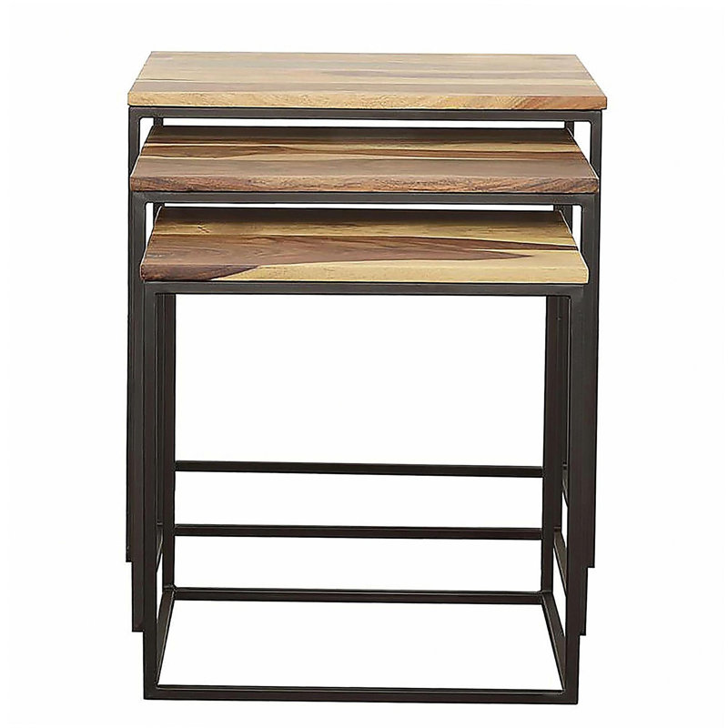 Natural Black 3-Piece Nesting Table Set