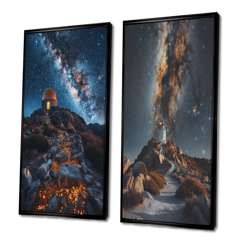 Ensemble de 2 pièces d'art observatoire «Path To Our Galaxy I», H 40 po x l 40 po, Noir, noir, noir, noir