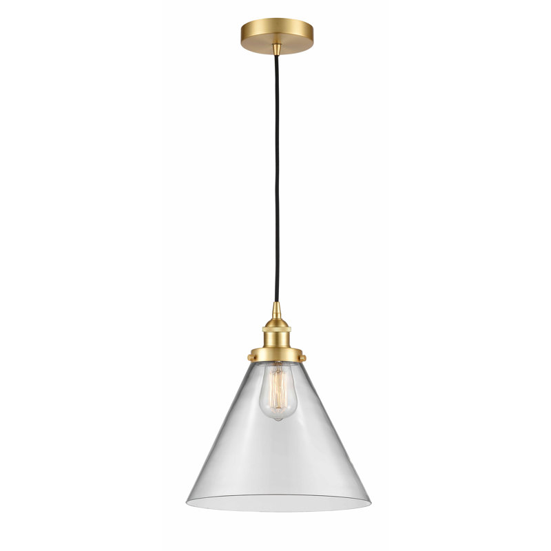 Mini-luminaire suspendu 1 lumière Cone, Clair, Or satiné