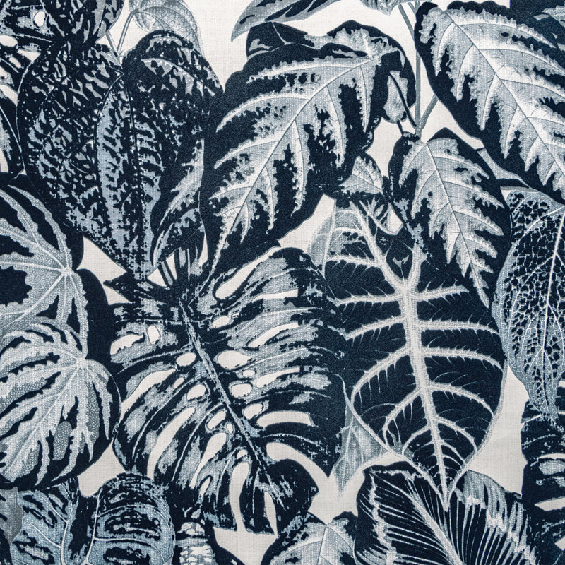 Feel Flocked Elephant Leaf Design 33' L x 21" W Wallpaper Roll, Blue