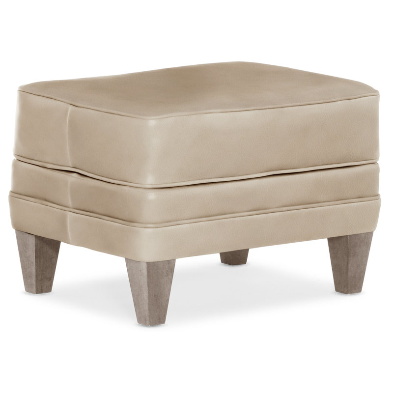 Willow Ottoman, Stone, Aline Fumo Genuine Leather