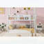 Lit superposé bas simple au-dessus d'un lit simple, conception convertible pour enfants et adolescents, peu encombrant et sécuritaire avec échelle, fabrication en bois massif, blanc-133491240