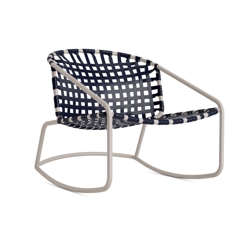 Kantan Outdoor Lounge Chair, Dove Smooth/Marine Vinyl Lace