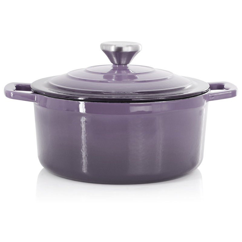 Casserole en fonte émaillée MegaChef, Mauve