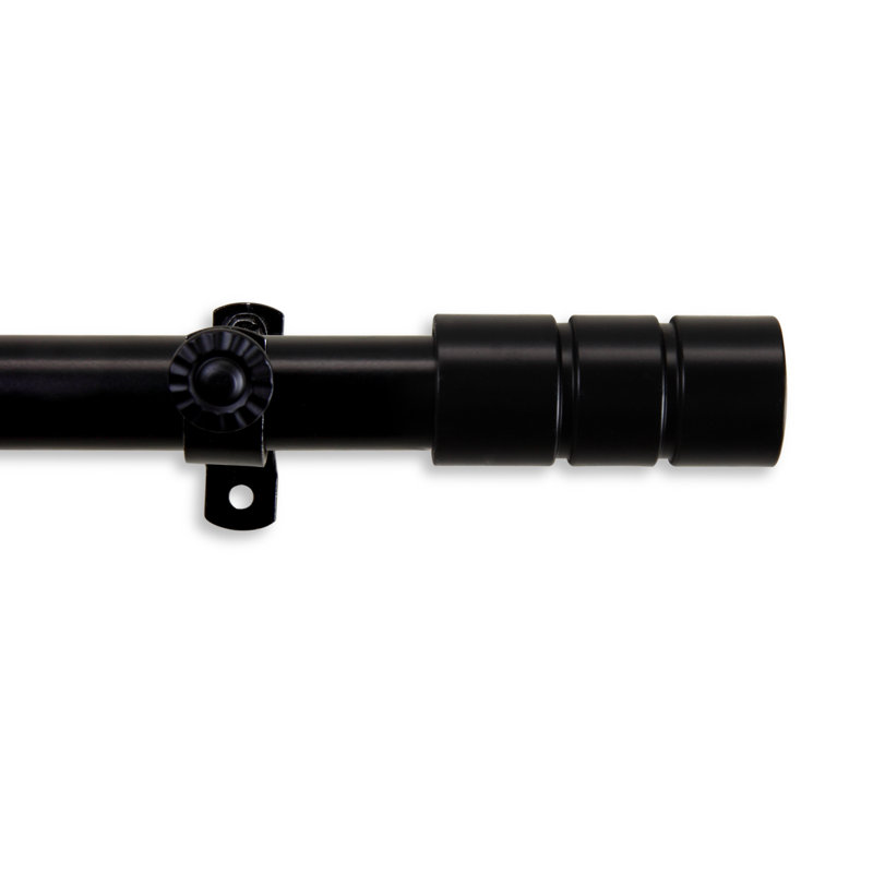 Billie-Claire Steel Adjustable 0.81'' Single Curtain Rod, Black, 18" - 28" W