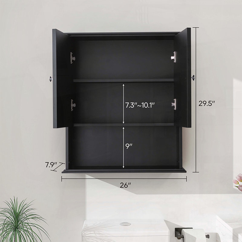 Upgraded Bathroom Wall Cabinet Over The Toilet Storage Cabinet Wall Mounted Storage Cabinet Wooden Medicine Cabinets, Black