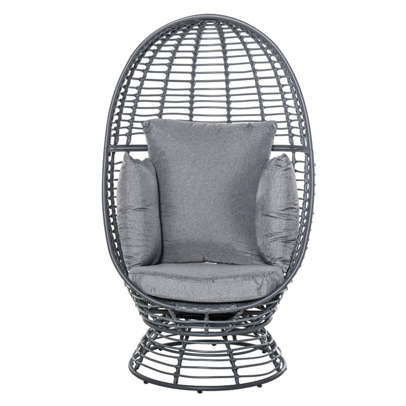 Dernier Swivel Steel Outdoor Lounge Chair, Gray