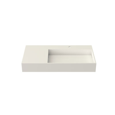Meuble-lavabo pour salle de bain à surface solide en résine de pierre, 54,02 lb, blanc mat, 36,66 po de profondeur, 18,12 po de largeur, 4,98 po de hauteur, empreinte adaptable, décoloration, modes d'installation multiples, aspect épuré,