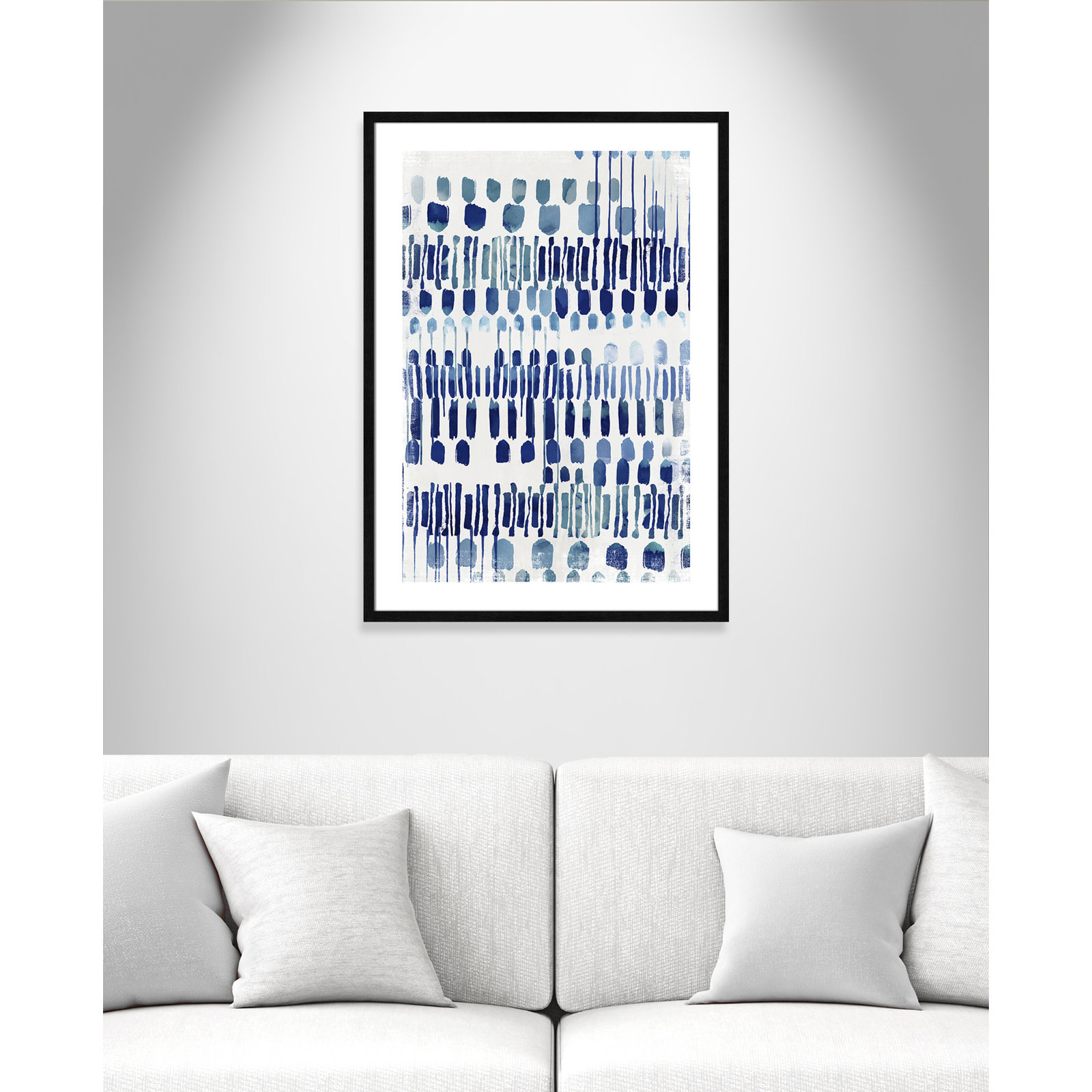 Fynn "Continuously I" Painting by Eva Watts, 35.5" H x 25.5" W x 0.75" D, Black Wood Grain Framed Paper, White