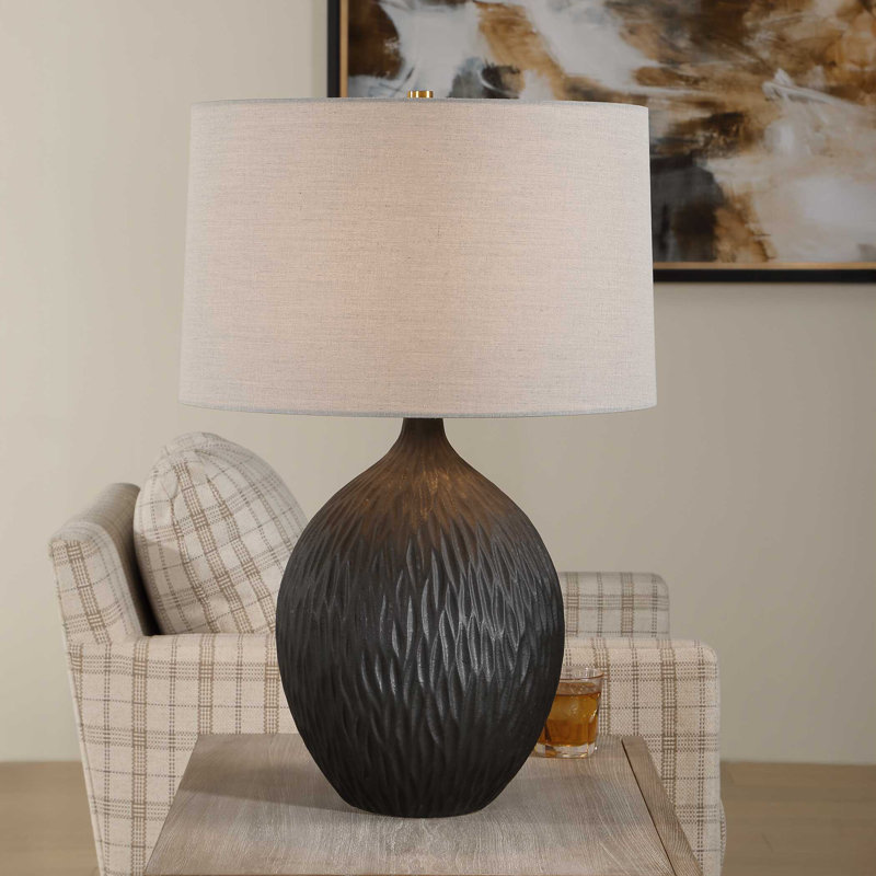 Uttermost Levee Satin Black Table Lamp